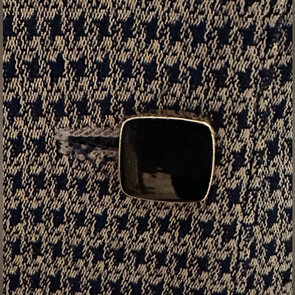 JULIANA COLLEZIONE Vintage Navy Blue & Beige Houndstooth Blazer Skirt Set Sz 10 - Picture 4 of 16